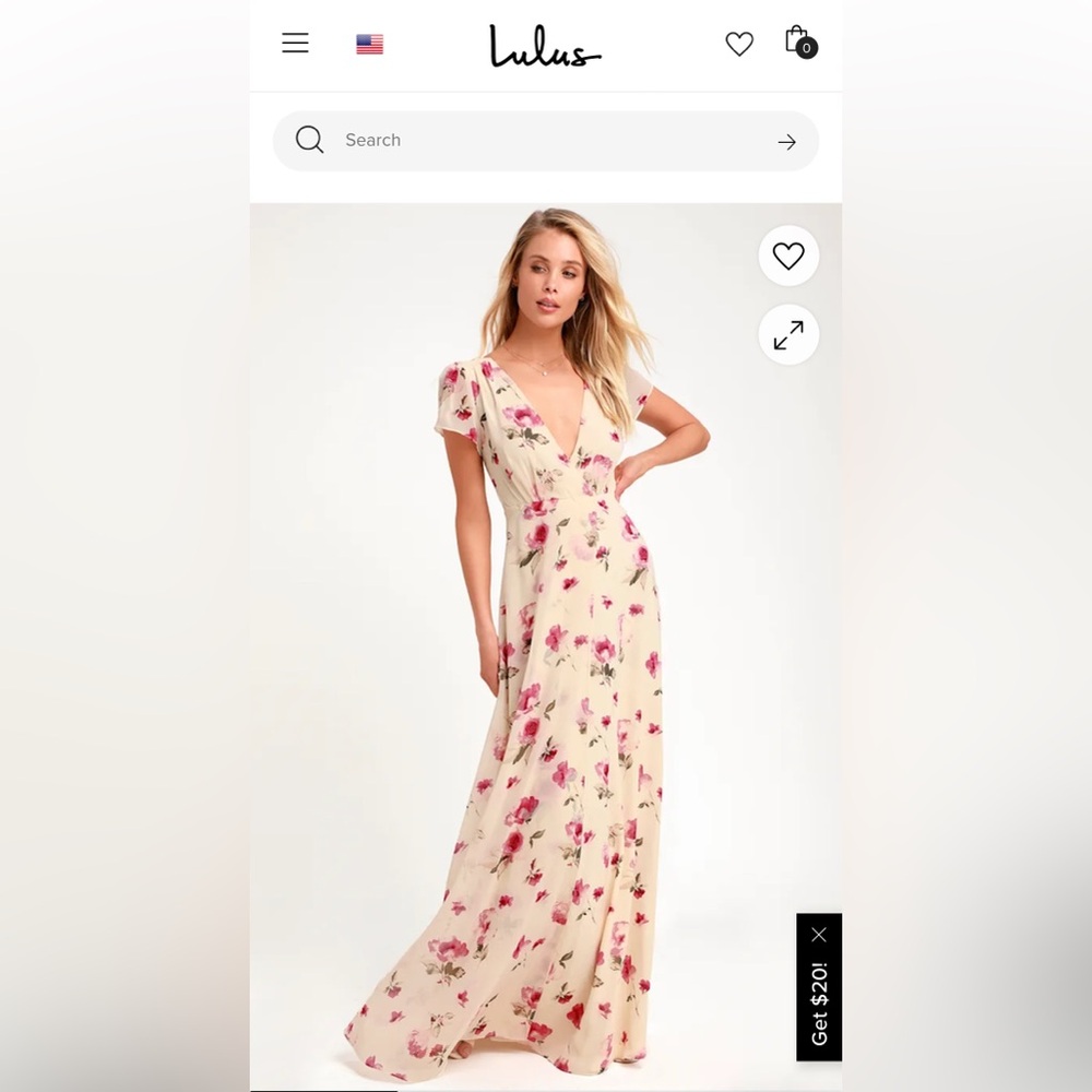 Lulu's Cream and Pink Floral Maxi Dress